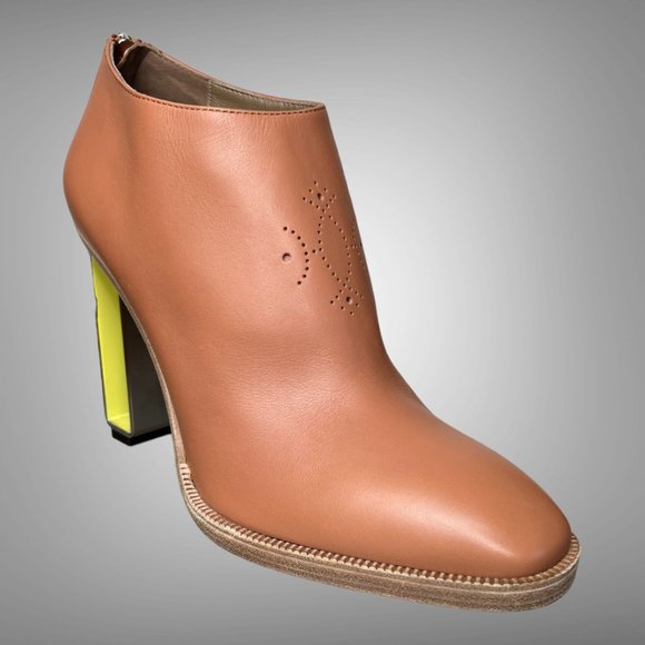 HERMES OLGA CALF LEATHER NATURAL BOOTIES ANKLE BOOTS SHOES EU 40 HEELS - Picture 13 of 16